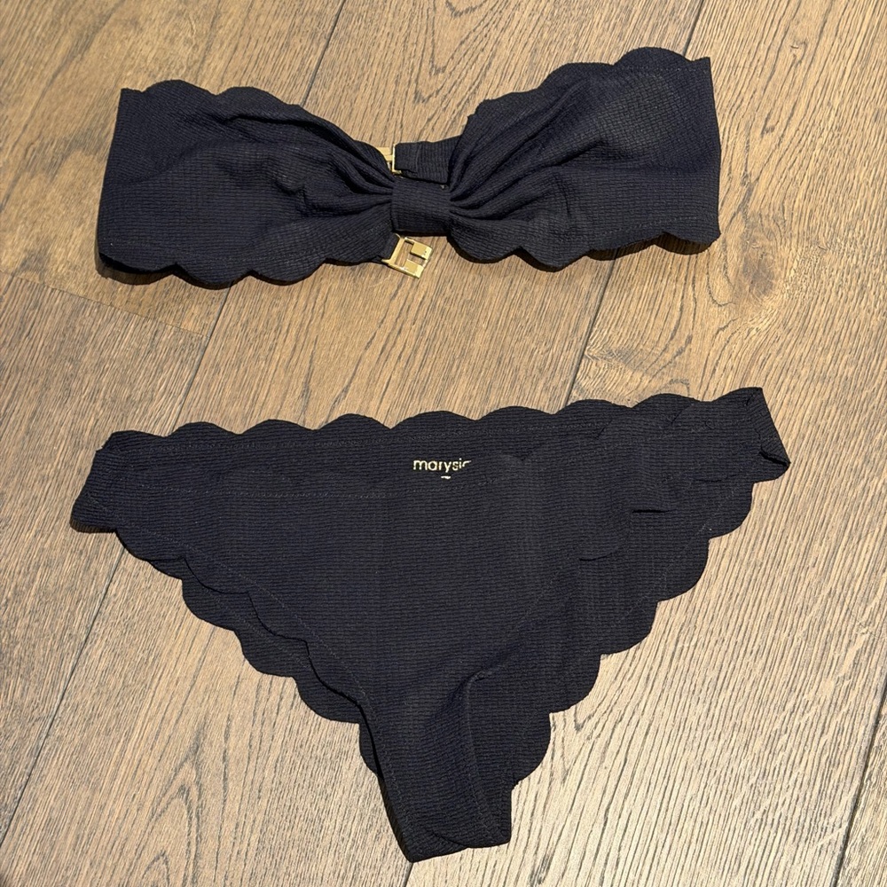 Marysia Swim Black Scalloped Bikini Set